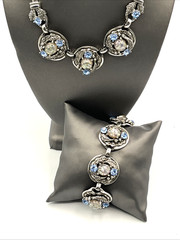 Selro Selini Necklace & Bracelet Set Unsigned Silver Tone Confetti Vintage