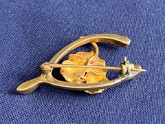Vtg Heavy Gold Filled Pearl Pin 3.05g Jewelry Pansy In Wishbone Brooch *READ*