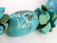 Sterling Silver Clasp Turquoise Beaded Strand Necklace 925 Varied Beads 17 Inch