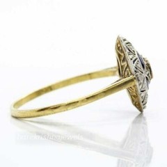 2CT Round Lab-Created Diamond Art Deco Vintage Antique Ring 14K 2-Tone Gold Over