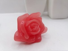 Vintage Plastic Lucite Molded Flower Ring~SIZE 8~Watermelon Color~1970’s~80’s