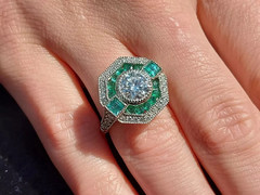 2 Ct Round Cut Lab Created Diamond Vintage Art Deco Ring 14K White Gold Plated