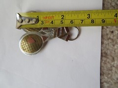 Vintage Tennis Racquet Brooch Multicolored Metal Eye Glasses Holder