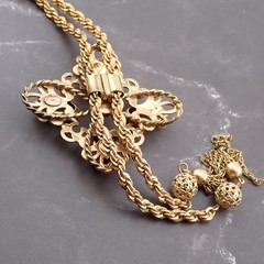 Carl Art CA 12k GF Simulated Topaz Rhinestone Tassel Dangle Lariat Necklace 49 g