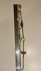 Vtg. Polished Stone Necklace Fall Autumn Jewel Long Moon Bead Beaded Boho Strung