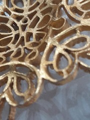 Gold Toned Filigree Pendant Unmarked 2.5 Inches Long