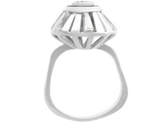 Vintage Art Deco Style Black Onyx and 1.68 ct Diamond 18k White Gold Dress Ring