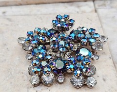 Vintage Verified Juliana BROOCH D & E Snowflake AB Rhinestone BOOK PIECE #1174