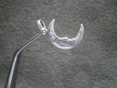 Jezlaine Crescent Moon Vintage Sterling Silver Crystal Bracelet Charm Pendant