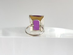 Faux Amethyst Stone Sterling Silver XL Solitaire 925 Vintage Ring – sz 6.5