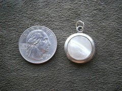 Mother of Pearl Sliding Vintage Sterling Silver Locket Charm Pendant 4.4g