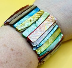 Vintage Mother of Pearl Natural Shell Stretch Bracelets Set of 3x