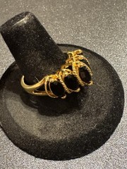 Lady Remington Gold Tone Five Black Marquis Cut Rinestones Ring Sz 9