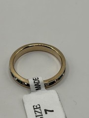 Vintage Size 7 Green & Clear Channel Set Ring 14KT Gold Electroplate Deadstock