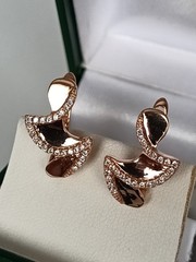 Vintage 1990-s 14 Ct Rolled Gold Zircons Earrings-Hallmarked 585 RG