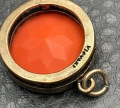 Vintage Extasia Orange Faux Coral Intaglio Cameo Pendant Gold Tone Charm