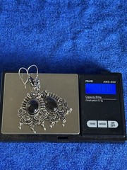 Vintage Estate Sterling Silver & Glass Handmade Chandelier Pierced Earrings Big