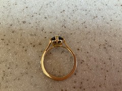 Vintage 18K HGE Gold Ring Smokey Topaz Oval Avon Size 7 Prong Set Solitaire Ring