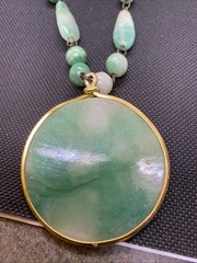 Vintage Aztec Necklace Green Imitation Jade 26 In Length Mexico READ DESCRIPTION