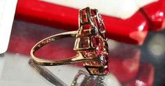 14k yellow gold ring 4.00ct rhodolite garnet diamond sz 5.25 vintage 4.95g N3511