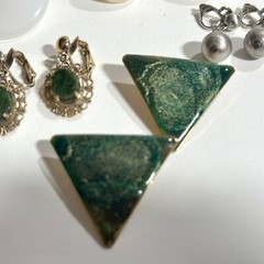 Vintage Clip On Earrings Variety 8 Pr Marvella Liz Claiborne Green White Silver
