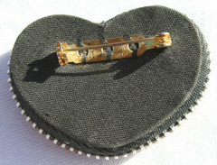 Silver Tone Puffy Hearts Pierced Earrings Studded Heart Brooch Vtg