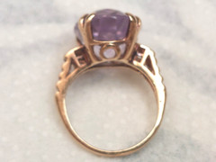VTG/ATQ ELEGANT 10K SOLID YELLOW GOLD LARGE LILAC AMETHYST RING SZ 6