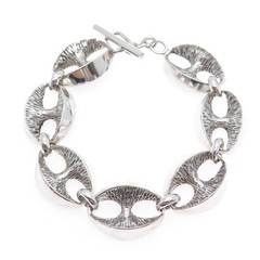 800 Silver Vintage Italy Anchor Mariner Link Oxidized Bracelet 6.75″