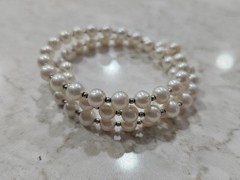 Variety of Genuine Pearl Coil Bracelets Some with Gemstones like Malachite