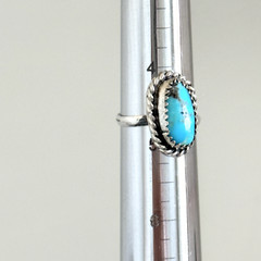 Vintage 925 Sterling Silver Turquoise Southwestern Old Pawn Band Ring Size 4.5