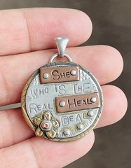 Vintage Sterling Silver Copper Healer Quote Etched Pendant 10-Grams