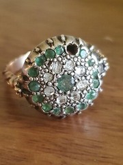 .80 Ct. Super RARE 1800s 14K GOLD EMERALD & ROUGH CUT DIAMOND RING SZ-8 #217