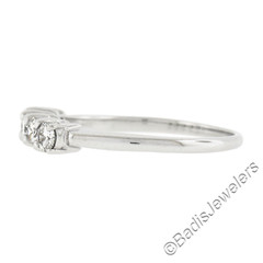 Vintage 14K White Gold 0.60ctw 5 Diamond Prong Set Stackable Wedding Band Ring