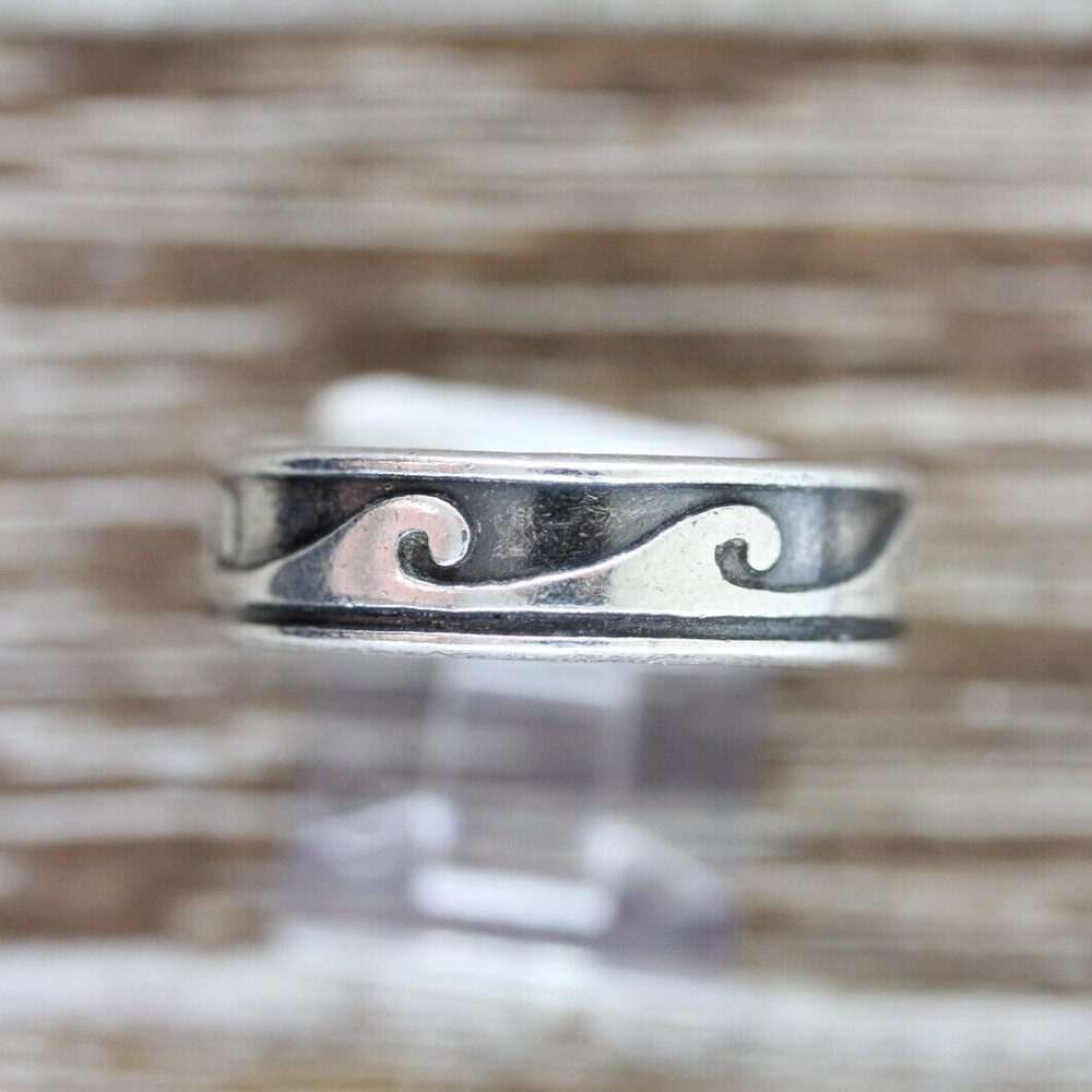 VINTAGE MEXICO WAVE BAND MEN’S STERLING SILVER 925 RING 11.75 STRONG DESIGN
