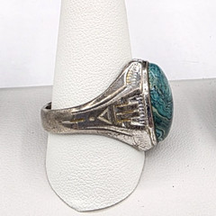 Vintage Clark & Coombs Chrysocolla Sterling Ring Size 11.75 Southwestern Theme