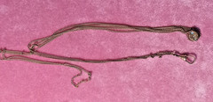 Antique Victorian 48″ Ladies Watch Chain W/ Jeweled opal seed pearl Slide