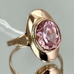 USSR Vintage Original Rose Gold Amethyst (lab. made) Ring 583 14K 3,63 g 6,25 US