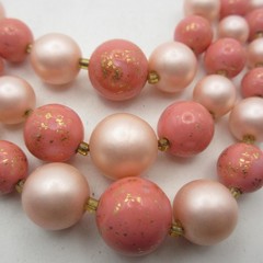 Vintage Beaded Necklace Layered Pink Japan 15 inch