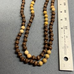 Long Wooden Bead Necklace 56 In Brown Beige Vintage Boho Hippie Festival Retro
