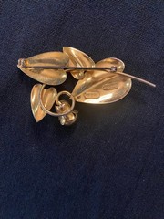 McClelland Barclay Bell Flower Brooch Vine Heart Leaf Sterling Silver Gold Wash