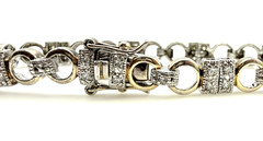 Vintage Signed FAS 925 Two Tone Sterling Silver Vermeil CZ Tennis Bracelet