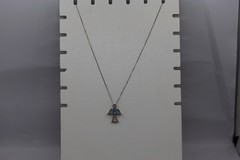 Blue and White Topaz Angel Pendant Necklace Sterling Silver