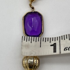 Vintage Unbranded Gold Tone Necklace With Emerald Cut Faux Amethyst Stones