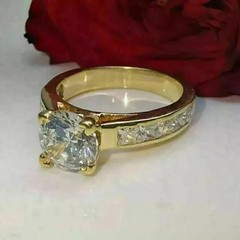 3Ct Round Cut Lab-Created Diamond Engagement Wedding Ring 14k Yellow Gold Plated