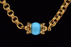 Accessocraft NYC Vintage Station Chain Necklace Turquoise Beaded Signed BinBE