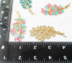 10pcs Bunch of Flowers Enamel Findings 33x70mm Metal Alloy KC Gold Plated