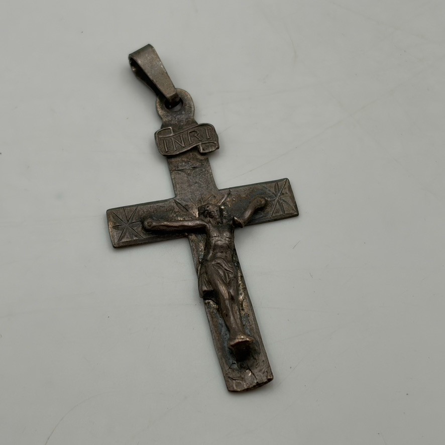 Vintage Old Pawn Sterling Silver Handmade Jesus Crucifix Cross Pendant ~ 2.5″