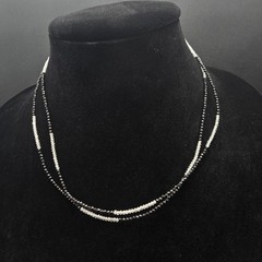 JTV Black Spinel White Topaz Necklace Rhodium Sterling Dainty India Jewelry