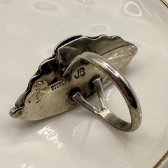 Vintage Sterling Silver Black Onyx Navette Ring Size 7.25 | Signed By Artist 925