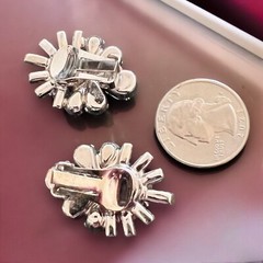 Rhinestone Earrings Clip On Large Clear Statement Vintage Glamorous Designer